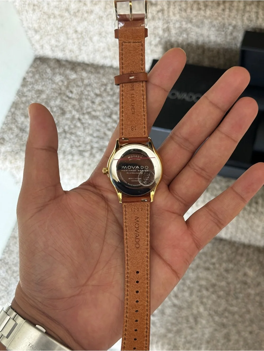 MOVADO Heritage Calendoplan Ivory Dial brown Leather Strap Men's Watch
